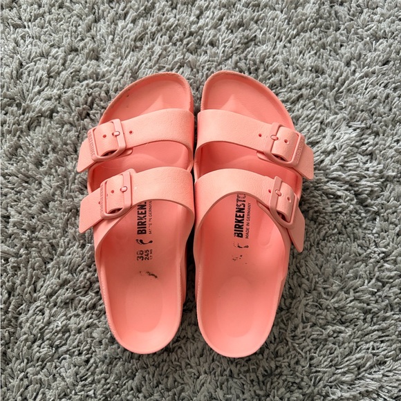 Birkenstock Shoes - Birkenstock Coral Pink Arizona EVA Slide Sandals Size 38